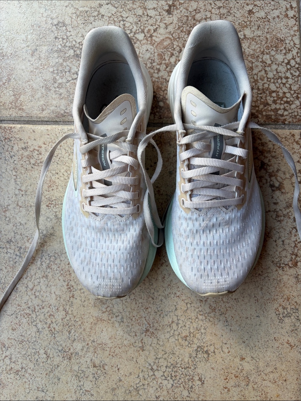 Brooks Women’s White Running Shoes with Mint Sole Accent